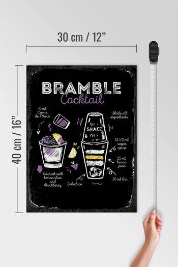 Panneau en bois Recette Bramble Cocktail Recipe 30x40cm cadeau 4