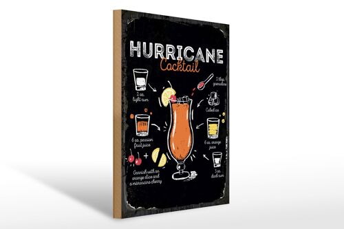 Holzschild Rezept Hurricane Cocktail Recipe 30x40cm Geschenk