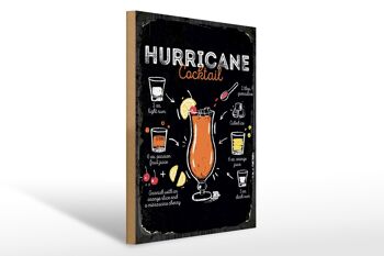 Panneau en bois Recette Hurricane Cocktail Recipe 30x40cm cadeau 1