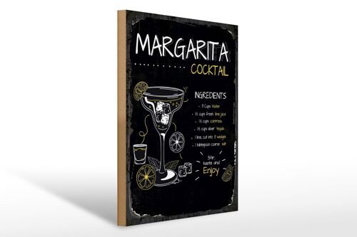 Holzschild Rezept Margarita Cocktail Recipe 30x40cm Geschenk