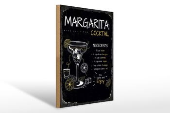 Panneau en bois recette Margarita Cocktail Recipe 30x40cm cadeau 1