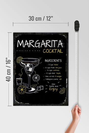 Panneau en bois recette Margarita Cocktail Recipe 30x40cm cadeau 4