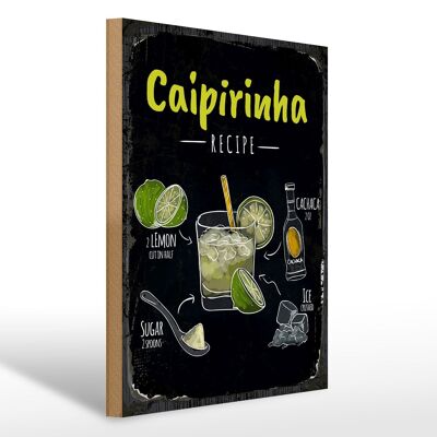 Holzschild Rezept Caipirinha Cocktail Recipe 30x40cm