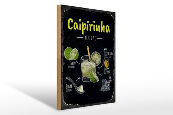 Panneau en bois Recette Caipirinha Cocktail Recipe 30x40cm 1