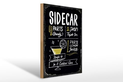 Holzschild Rezept Sidecar Cocktail Recipe 30x40cm Geschenk