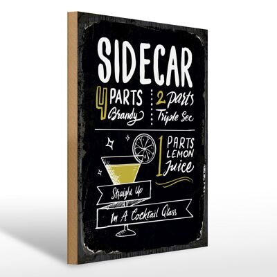 Cartello in legno ricetta Ricetta Cocktail Sidecar 30x40 cm regalo