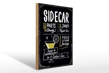 Panneau en bois recette Sidecar Cocktail Recipe 30x40cm cadeau 1