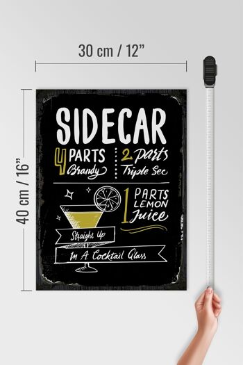 Panneau en bois recette Sidecar Cocktail Recipe 30x40cm cadeau 4