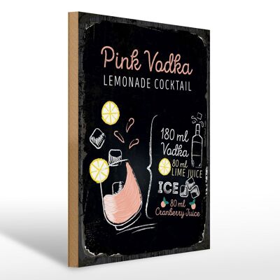 Cartello in legno ricetta Ricetta cocktail vodka rosa 30x40 cm regalo