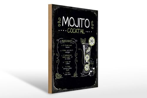 Holzschild Rezept Mojito Cocktail Recipe 30x40cm Geschenk