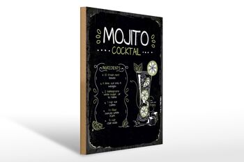 Panneau en bois recette Mojito Cocktail Recipe 30x40cm cadeau 1