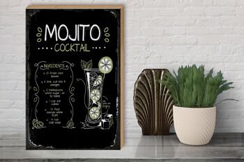 Panneau en bois recette Mojito Cocktail Recipe 30x40cm cadeau 3