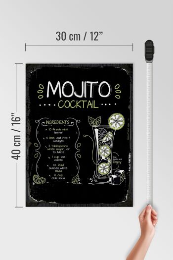 Panneau en bois recette Mojito Cocktail Recipe 30x40cm cadeau 4