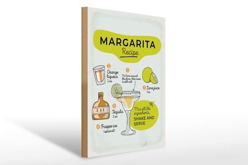 Holzschild Rezept Margarita Recipe orange lime 30x40cm