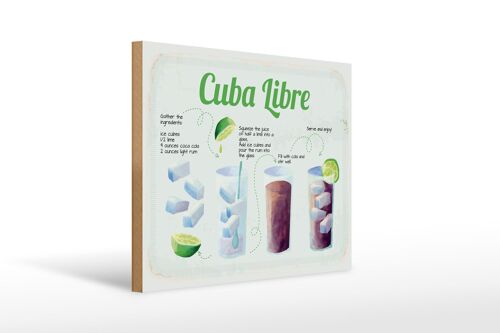 Holzschild Rezept Cuba Libre Cocktail Recipe 40x30cm