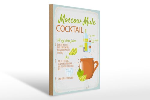 Holzschild Rezept Moscow Mule Cocktail Recipe 30x40cm