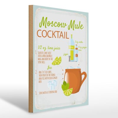 Holzschild Rezept Moscow Mule Cocktail Recipe 30x40cm