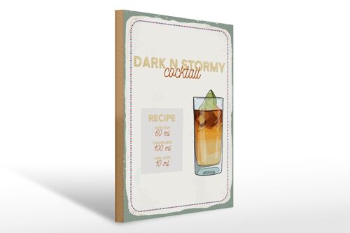 Holzschild Rezept Dark n Stormy Cocktail Recipe 30x40cm