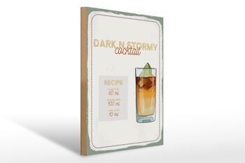 Panneau en bois Recette Dark n Stormy Cocktail Recipe 30x40cm 1