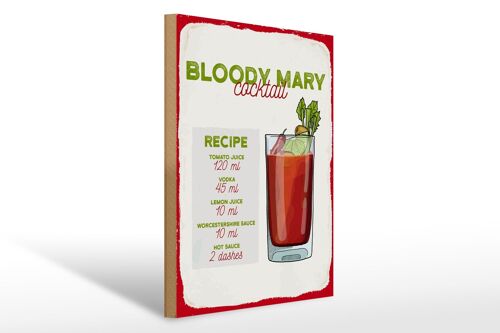 Holzschild Rezept Bloody Mary Cocktail Recipe 30x40cm