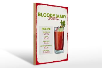 Panneau en bois Recette Bloody Mary Cocktail Recipe 30x40cm 1