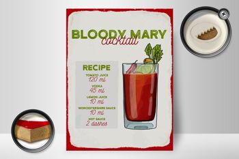 Panneau en bois Recette Bloody Mary Cocktail Recipe 30x40cm 2