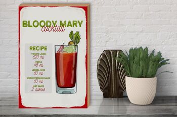 Panneau en bois Recette Bloody Mary Cocktail Recipe 30x40cm 3