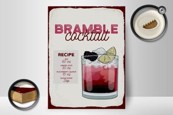 Panneau en bois recette Bramble Cocktail Recipe Gin 30x40cm 2