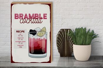 Panneau en bois recette Bramble Cocktail Recipe Gin 30x40cm 3