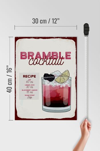 Panneau en bois recette Bramble Cocktail Recipe Gin 30x40cm 4