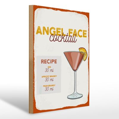 Holzschild Rezept Angel Face Cocktail Recipe 30x40cm