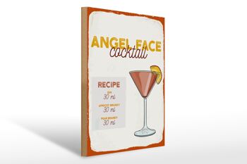 Panneau en bois Recette Angel Face Cocktail Recipe 30x40cm 1