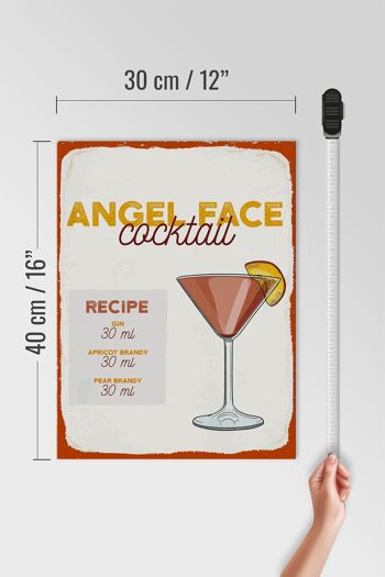 Panneau en bois Recette Angel Face Cocktail Recipe 30x40cm 4