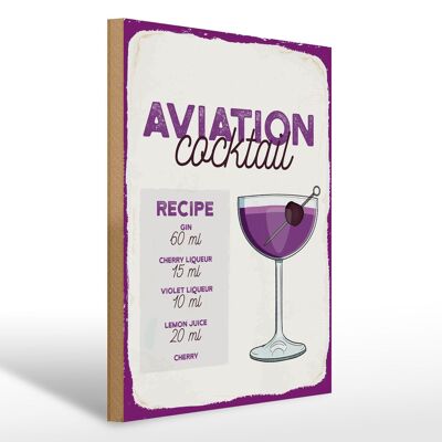 Holzschild Rezept Aviation Cocktail Recipe 30x40cm Geschenk
