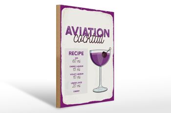 Panneau en bois Recette Aviation Cocktail Recipe 30x40cm cadeau 1