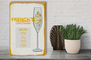 Panneau en bois recette French 75 Cocktail Recipe 30x40cm 3