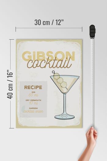Panneau en bois recette Gibson Cocktail Recipe 30x40cm cadeau 4