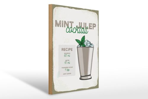 Holzschild Rezept Mint Julep Cocktail Recipe 30x40cm