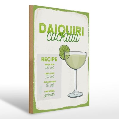 Panneau en bois recette Daiquiri Cocktail Recipe 30x40cm cadeau