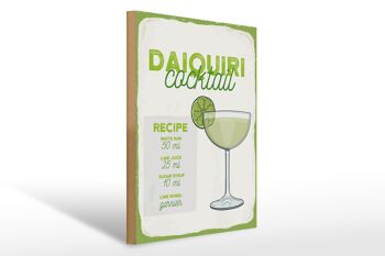 Panneau en bois recette Daiquiri Cocktail Recipe 30x40cm cadeau 1