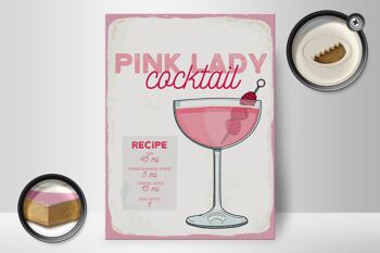 Panneau en bois recette Pink Lady Cocktail Recipe 30x40cm 2
