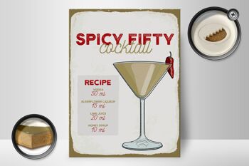 Panneau en bois Recette Spicy Fifty Cocktail Recipe 30x40cm 2
