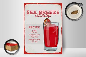 Panneau en bois Recette Sea Breeze Cocktail Recipe 30x40cm 2