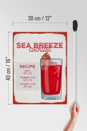 Panneau en bois Recette Sea Breeze Cocktail Recipe 30x40cm 4