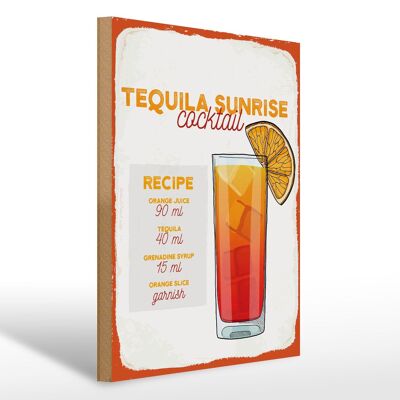 Holzschild Rezept Tequila Sunrise Cocktail Recipe 30x40cm