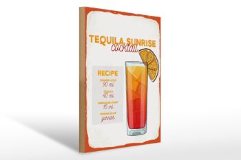 Panneau en bois recette Tequila Sunrise Cocktail Recipe 30x40cm 1