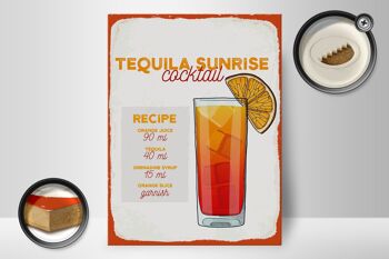 Panneau en bois recette Tequila Sunrise Cocktail Recipe 30x40cm 2