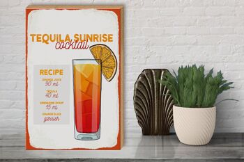 Panneau en bois recette Tequila Sunrise Cocktail Recipe 30x40cm 3