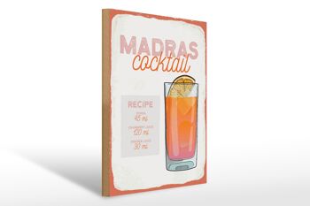 Panneau en bois Recette Madras Cocktail Recette Vodka 30x40cm 1
