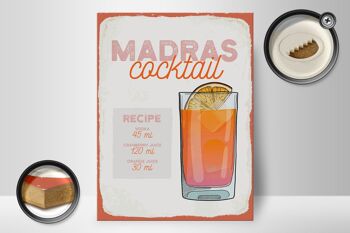 Panneau en bois Recette Madras Cocktail Recette Vodka 30x40cm 2